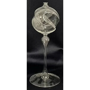 Formed Glass Oil Lamp 9.25” High x 3.75” Base‎ W/Funnel With 3 Glass Tube Wick’s
